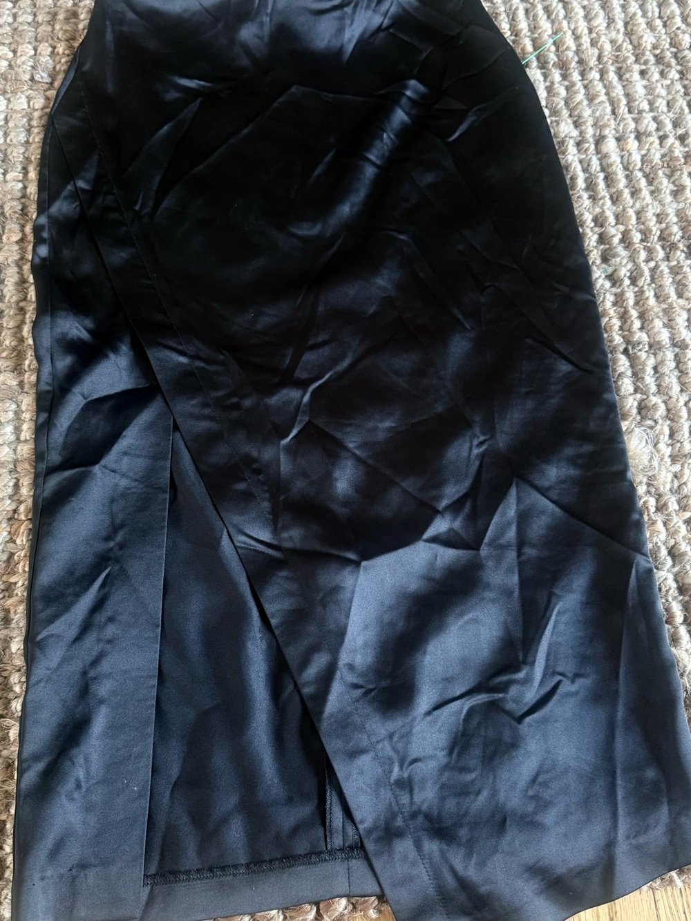 NWOT Zara Black Asymmetrical Satin Midi Skirt